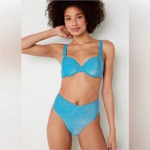 PINK Blue Shimmer Bikini Top